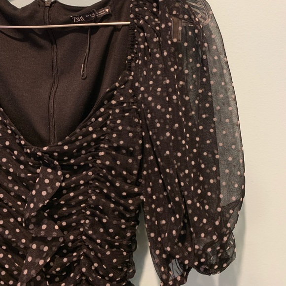 ZARA Black & White Polka Dot Dress - Picture 4 of 5